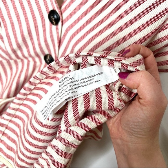Moon River Red and Cream Stripe Button Front Mini Dress Size Medium - Picture 11 of 16